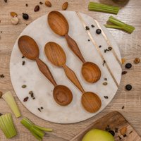 2 Kopfgesteck Holzlöffel, Handgeschnitztes Bio Küchenutensilien, Naturbelassenes Holzgeschirr, Handgemachtes Vintage Servierholz Löffel Geschenk von Cossetspace