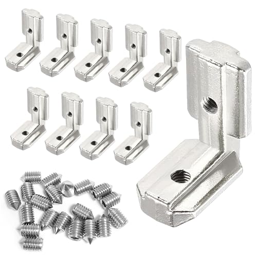 10 Stück Innenwinkel Winkelverbinder,T-Nut Eckverbinder Aluprofil 4040 M6 T-Nut 90° L-Form Inneneckverbinder Eckverbinder für 40er-Serie Europäischer Standard-Aluminium-Profil mit Schrauben von Cosswe
