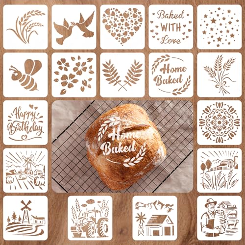 18 Stück Schablone für Brot, Backschablonen-Set, Artisan Brotschablonen, Brot Schablonen zum Dekorieren, Schablonen für Brot, Kuchen, Kaffee, Torte oder Kekse (15 X 15cm+13 X 13cm) 18 Stück Schablone für Brot, Backschablonen-Set, Artisan Brotschablonen, Brot Schablonen zum Dekorieren, Schablonen für Brot, Kuchen, Kaffee, Torte oder Kekse (15 X 15cm+13 X 13cm) von Cosswe