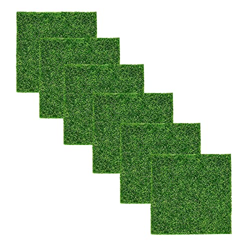 6 Stück Künstliche Moos Deko Rasen,Miniatur Künstliche Rasen Gras Garten Verzierung Moos Kunstrasen DIY Mikro Landschaft Rasen Moosmatten Deko Moos für Mikro Landschaft Haus Deko(15x15 cm) von Cosswe