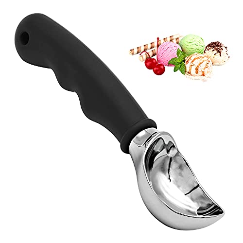 Eisportionierer,Edelstahl Poliert Eislöffel Portionierer,Zinklegierung Antihaft Eiscreme Löffel mit Rutschfest Gummierter Griff für Eis zum Ausgraben von Eiscreme Melonenkugeln Reis(19.5cm*6cm) von Cosswe