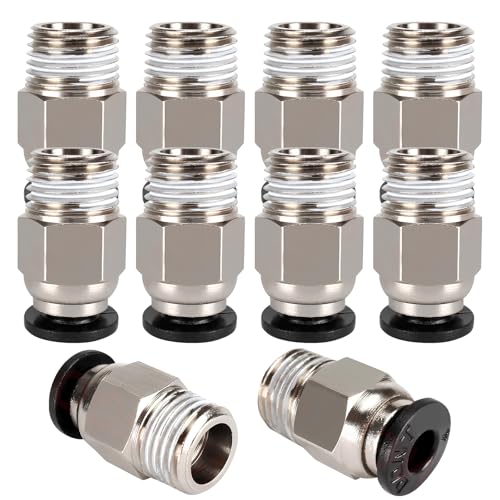 PC4-M10 Stecker 10 Stück PC4-M10 Connector PC4-M10 Pneumatischer Anschluss PC4-M10 Pneumatik Verbinder PC4-M10 Gerade Pneumatikkupplung Schnellverbinder zum Einstecken für 3D-Drucker von Cosswe