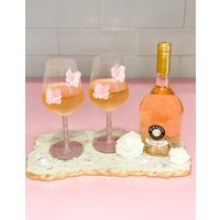 Rosa Blumen Strass Weingläser -Glam Weinglas/Diamant Bling Floral von CostaCrystal