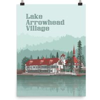 18"x24" Lake Arrowhead Village Travel Poster von CostaMesaMercantile