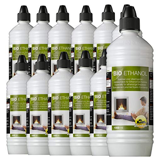 Hochleistungs Bio-Ethanol 12 Liter mit Minierschutz und Einfülldüsen für jede Flasche von Farmlight