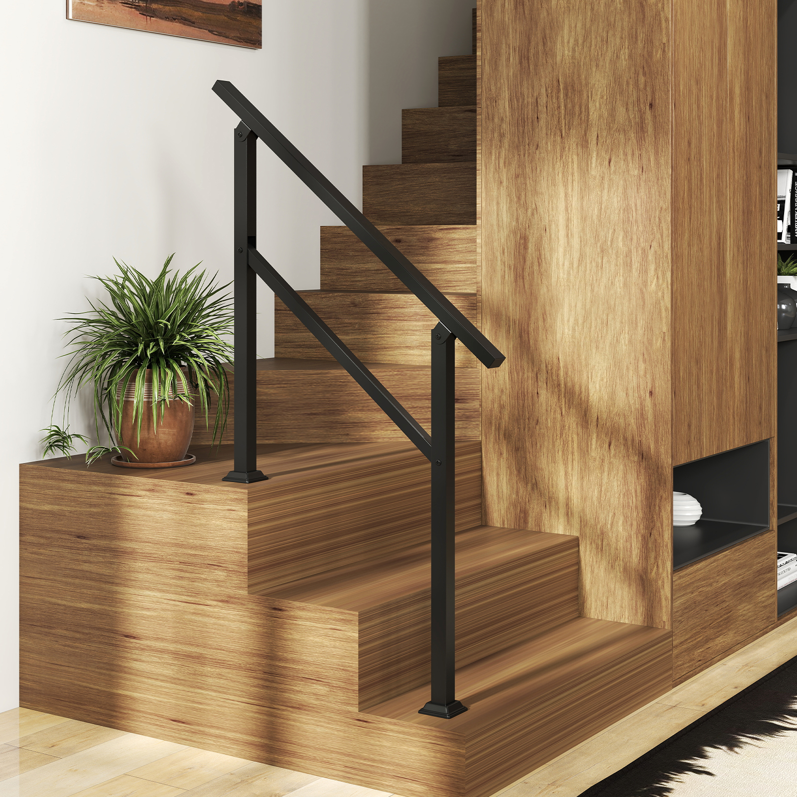 104 cm Handlauf Seitliche Montage Treppengeländer Eingangsgeländer mit Flexiblem Winkelverstellung von Costway