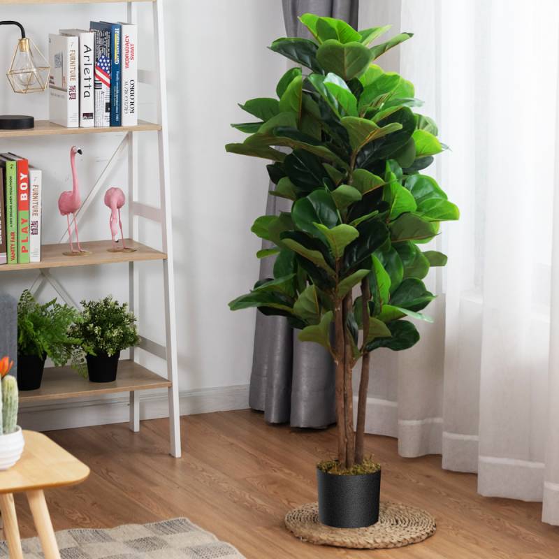 120 cm Künstlicher Feigenbaum Kunstpflanze Deko mit Blumentopf von Costway