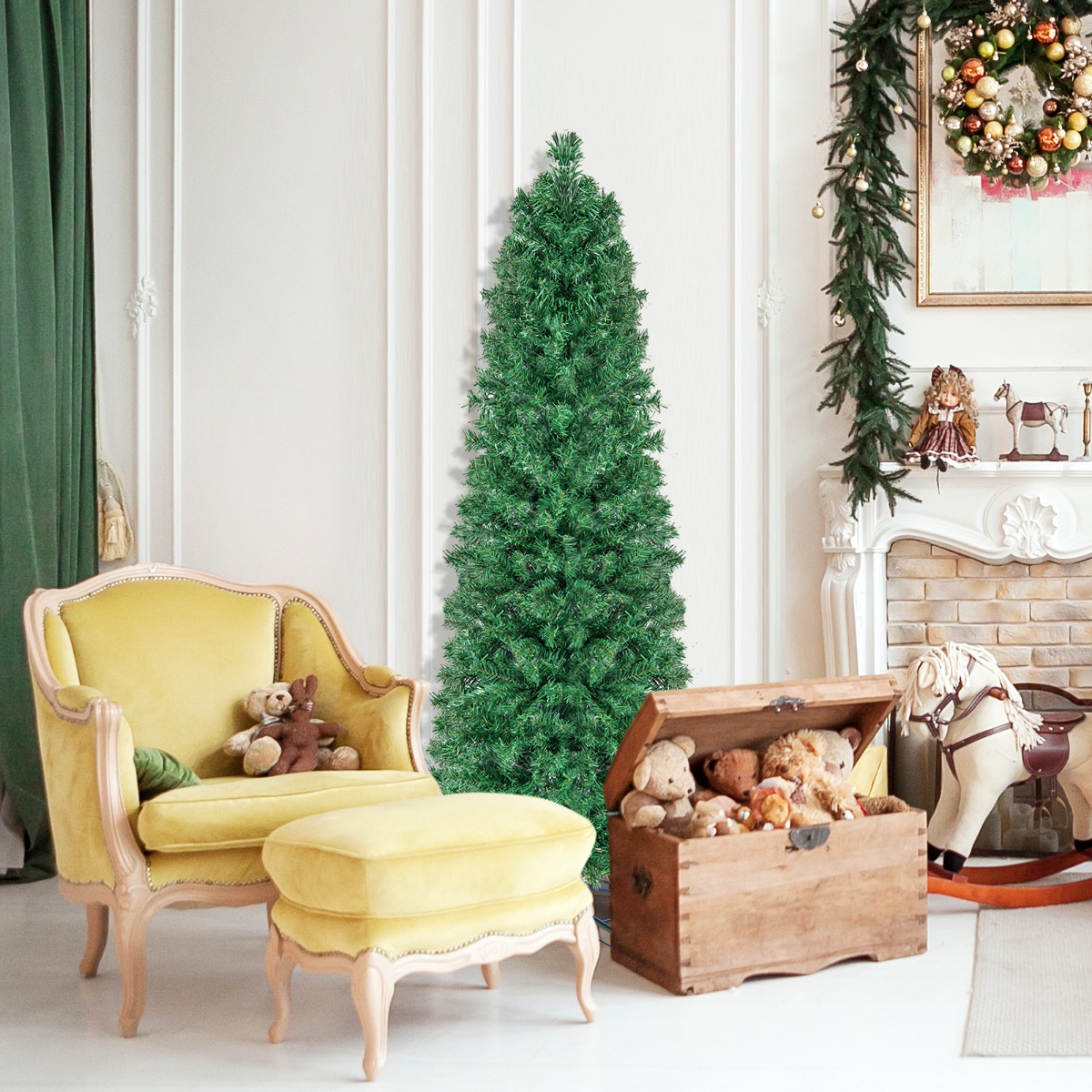 150 cm großer künstlicher Weihnachtsbaum Festtagsbaum zu Hause Grün von Costway