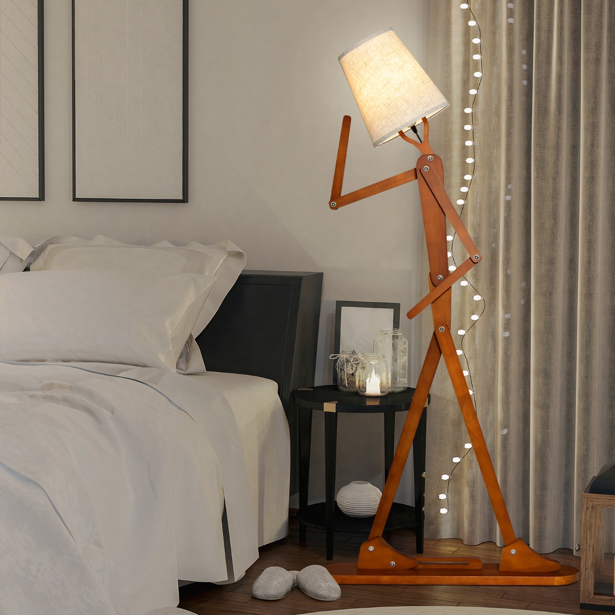 160 cm Hohe Stehlampe aus Holz Dekorative Humanoide Eckleuchte Natur 160 cm Hohe Stehlampe aus Holz Dekorative Humanoide Eckleuchte Natur von Costway