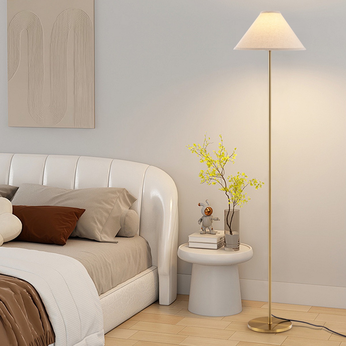 162 cm Stehlampe gold Stehleuchte mit Fußschalter Leinenschirm und Metallmast 162 cm Stehlampe gold Stehleuchte mit Fußschalter Leinenschirm und Metallmast von Costway