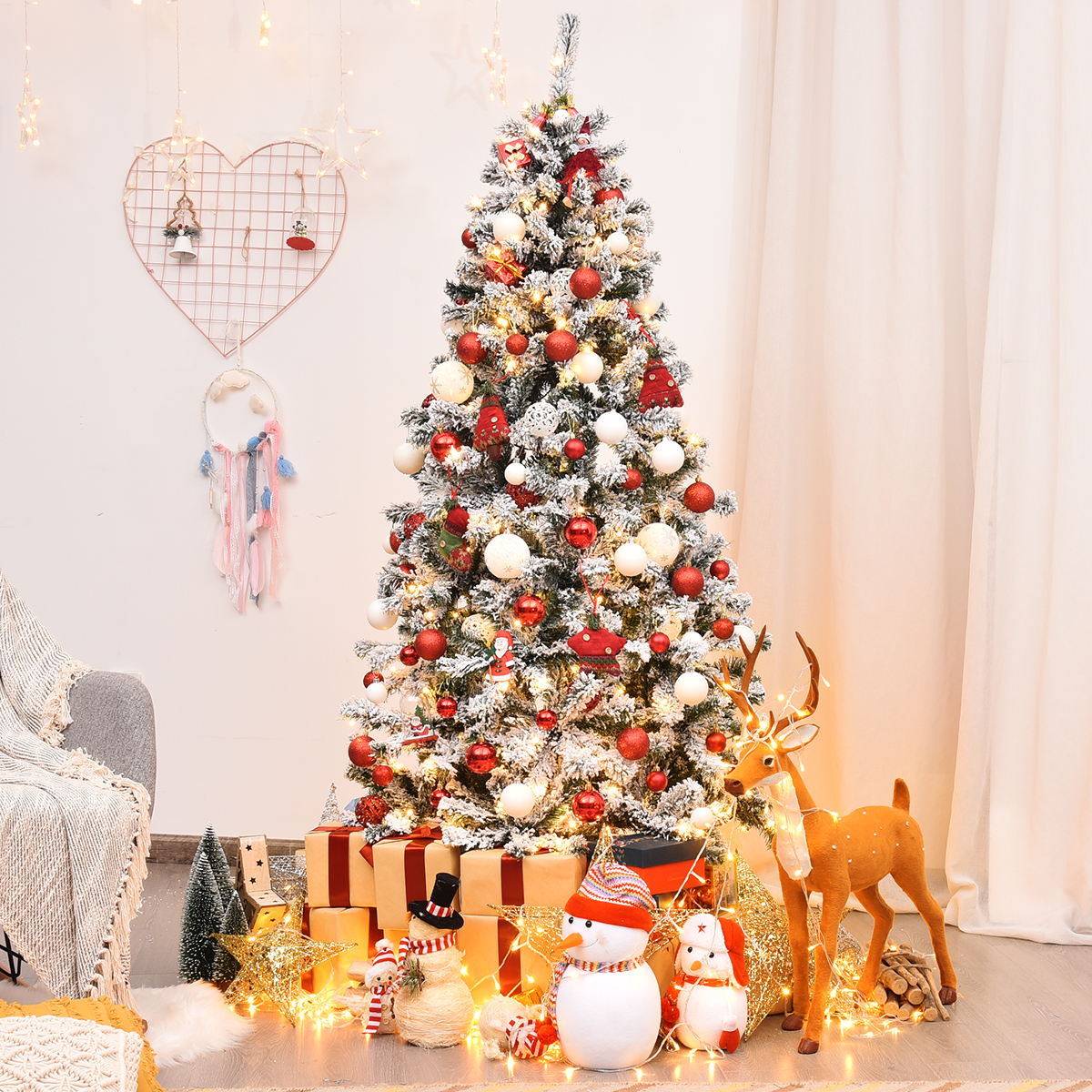 180 cm Weihnachtsbaum mit Schnee Premium-PVC-Nadeln mit LED-Lichtern Kunstbaum Weihnachten 180 cm Weihnachtsbaum mit Schnee Premium-PVC-Nadeln mit LED-Lichtern Kunstbaum Weihnachten von Costway
