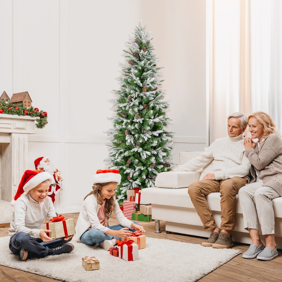 190 cm Künstlicher Weihnachtsbaum mit Beleuchtung und Schnee Kunstbaum Weihnachten für Zuhause Grün+Weiß 190 cm Künstlicher Weihnachtsbaum mit Beleuchtung und Schnee Kunstbaum Weihnachten für Zuhause Grün+Weiß von Costway