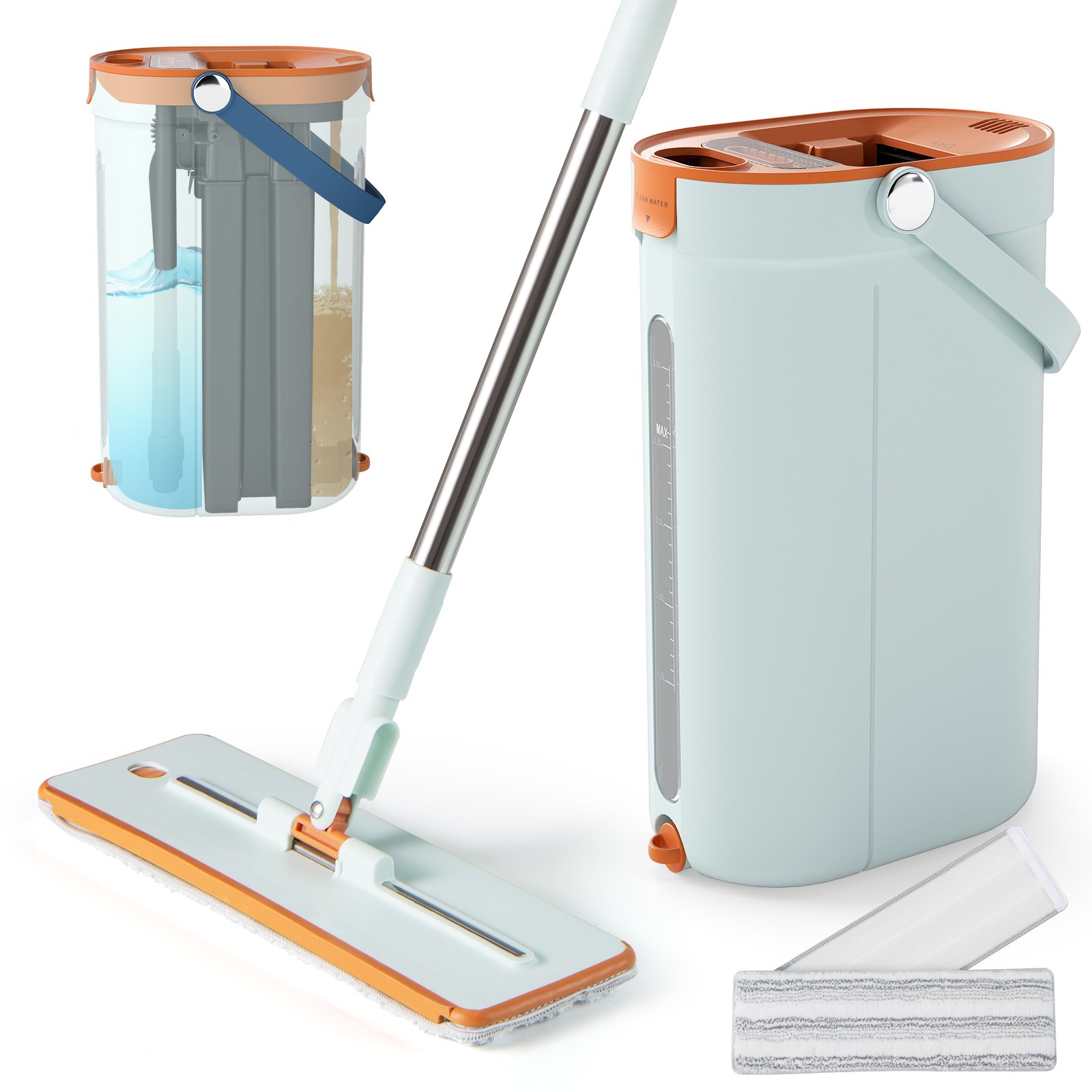 2,4L Wischmopp & Eimersystem mit Auswringfunktion & 2 Waschbaren Mikrofaser-Pads Grün 2,4L Wischmopp & Eimersystem mit Auswringfunktion & 2 Waschbaren Mikrofaser-Pads Grün von Costway