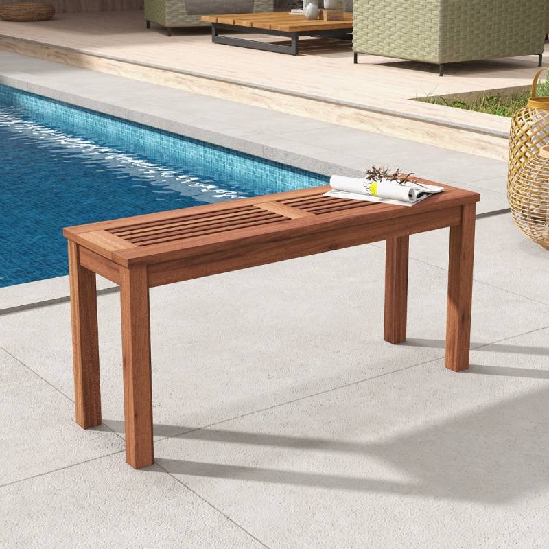 2-Sitzer Gartenbank ohne Rückenlehne Wetterfeste Sitzbank Holzbank 100 x 30,5 x 47 cm von Costway