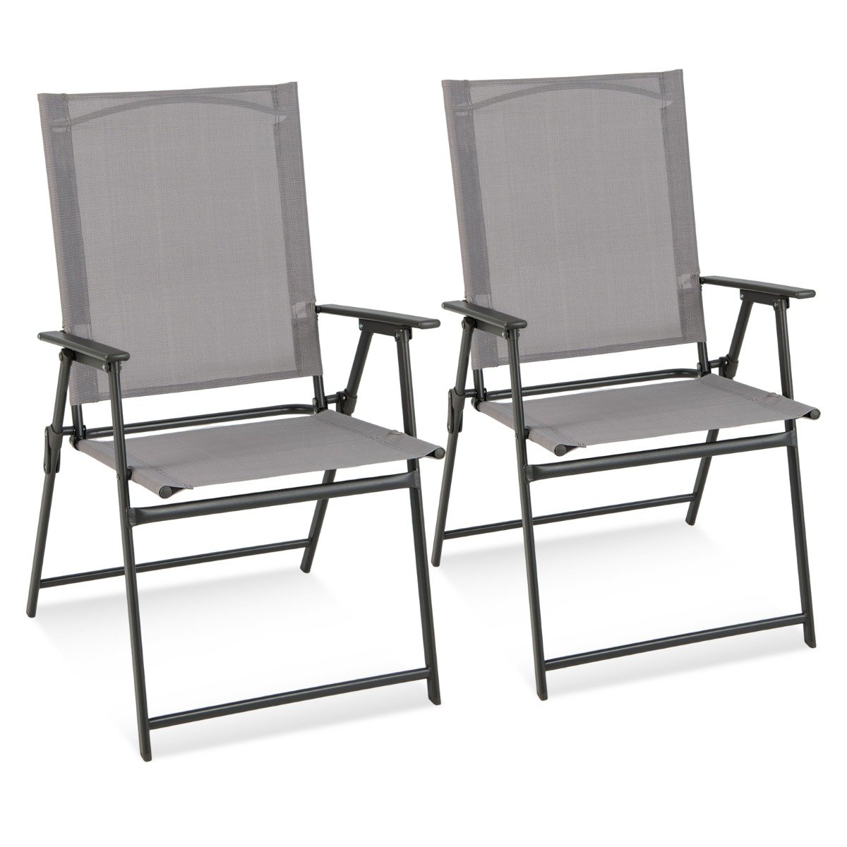 2-Teiliges Terrassenstuhl-Set Esszimmerstühle mit hoher Rückenlehne Grau von Costway
