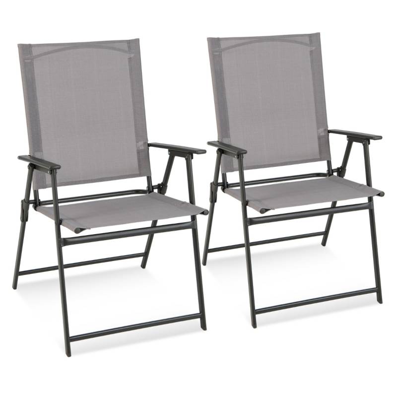 2-Teiliges Terrassenstuhl-Set Esszimmerstühle mit hoher Rückenlehne Grau von Costway