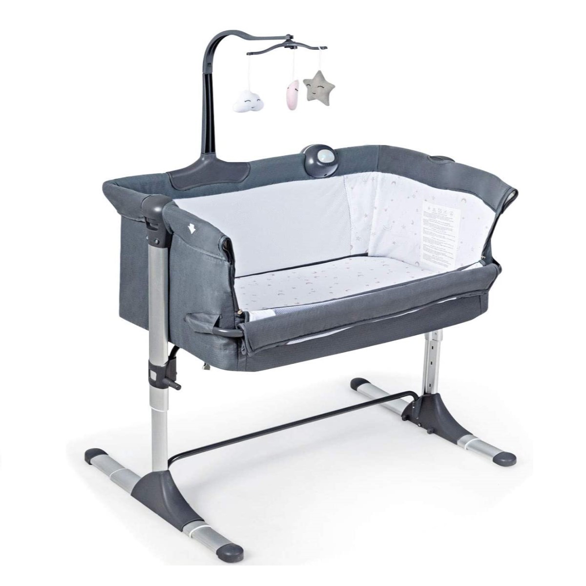 2 in 1 Beistellbett & Babybett Kinderbett höhenverstellbar 97 x 50 - 70 x 67 - 85 cm Grau von Costway