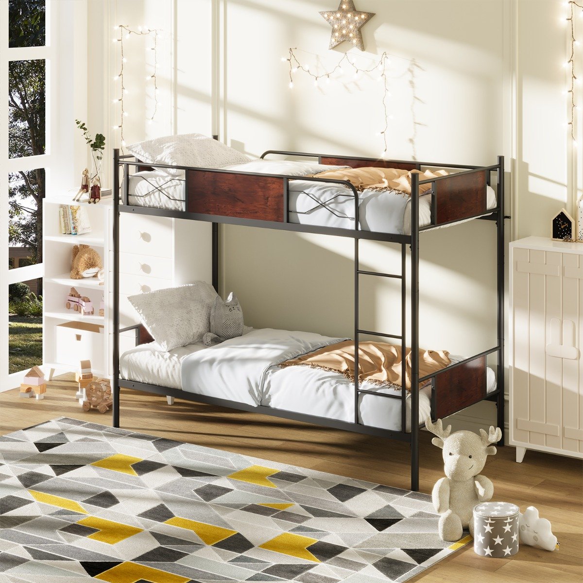 2-in-1 Umbaubares Doppelstockbett aus Metall mit Leiter & Kippschutz Etagenbett 190 x 90 cm 2-in-1 Umbaubares Doppelstockbett aus Metall mit Leiter & Kippschutz Etagenbett 190 x 90 cm von Costway