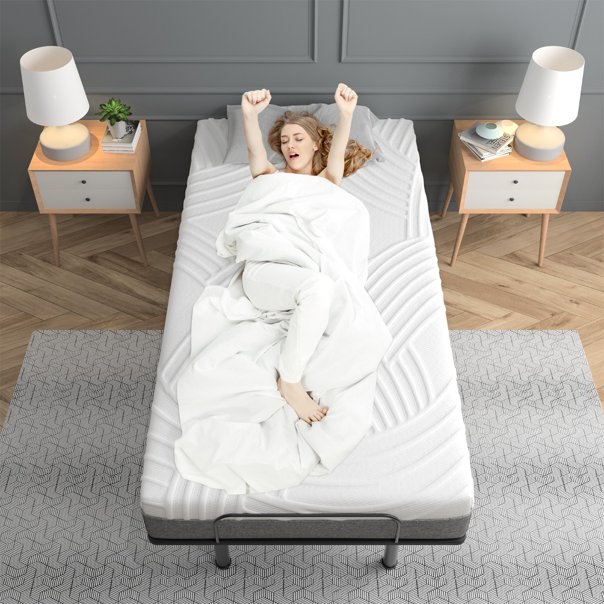 20cm dicke Doppelbettmatratze Noppenschaumstoff kühler und atmungsaktiver Schaumstoff für verstellbares Bett von Costway
