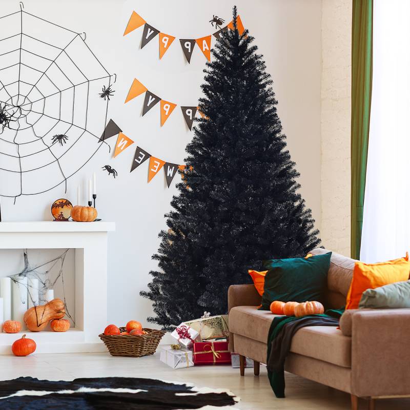225 cm künstlicher Weihnachtsbaum Christbaum Kunstbaum weinachten Dekobaum Schwarz von Costway