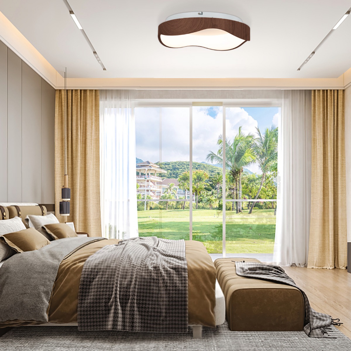 24W LED Deckenleuchte energiesparend Deckenlampe mit Holzmaserung 41,5 x 10 cm von Costway