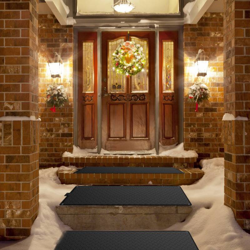 25,5 x 76 cm Gehwegmatte mit Heizung 40℃ Schneeschmelze Matte bis zu 18 Matten anschließen Schwarz mit Stromkabel von Costway