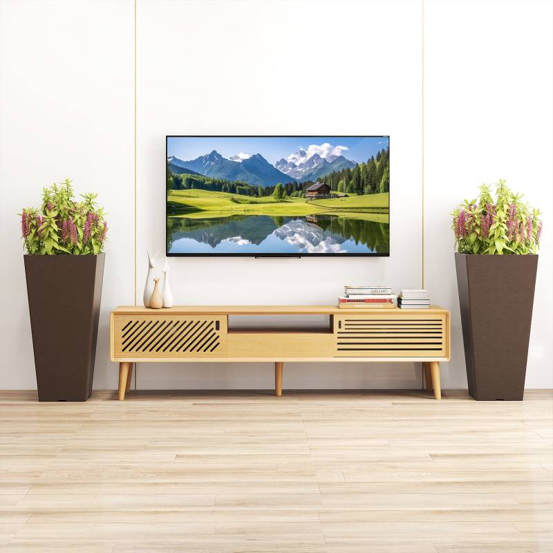 2er Pflanzkübel mit Innentopf Wetterfeste Blumentöpfe mit Entwässerungslöchern Braun von Costway