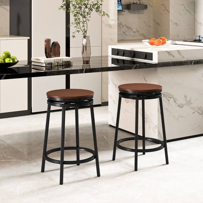 2er Set Barhocker mit 2 Einstellbare Höhen 360° Drehbare Küchenhocker  Thekenhocker von Costway