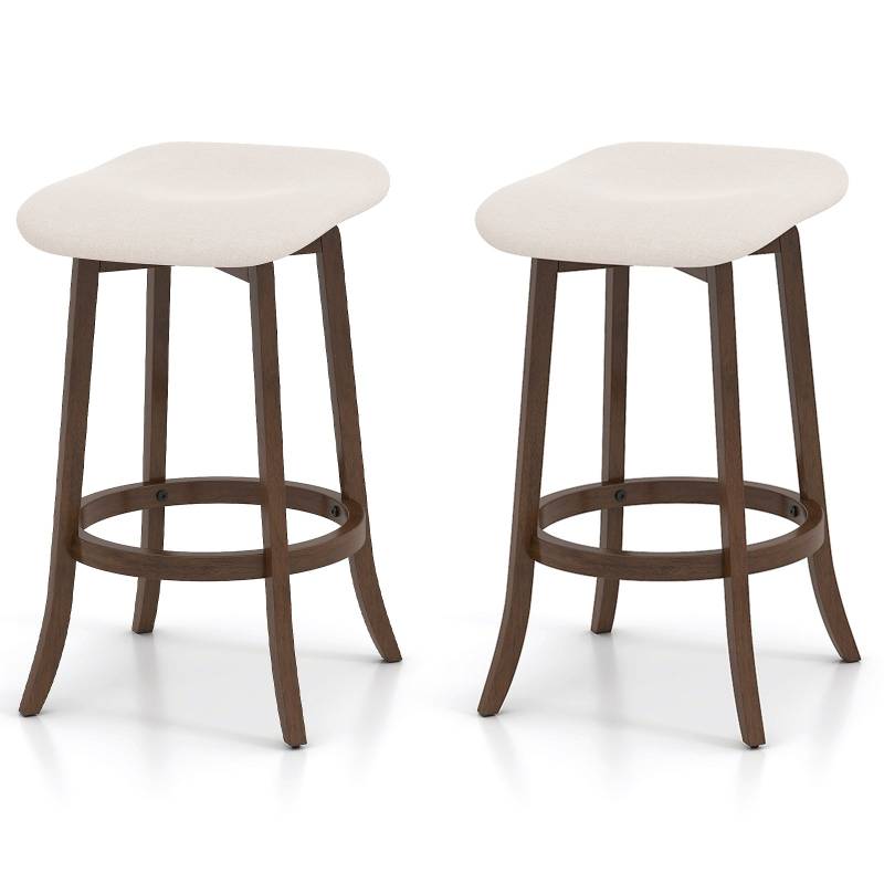 2er Set Barhocker mit Gepolsterten Sitzen Drehbarer Thekenhocker Sitzhocker Braun von Costway