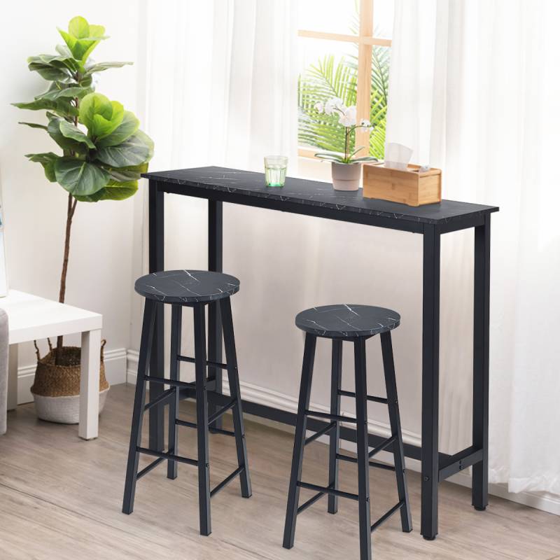2er Set Barhocker mit Marmor Optik & Fußstütze & 71 cm Sitzhöhe Barstühle Tresenhocker Schwarz von Costway