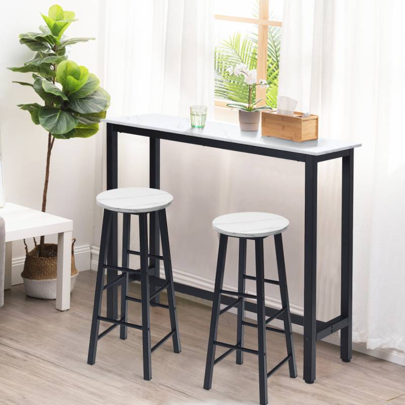 2er Set Barhocker mit Marmor Optik & Fußstütze & 71 cm Sitzhöhe Barstühle Tresenhocker Weiß von Costway