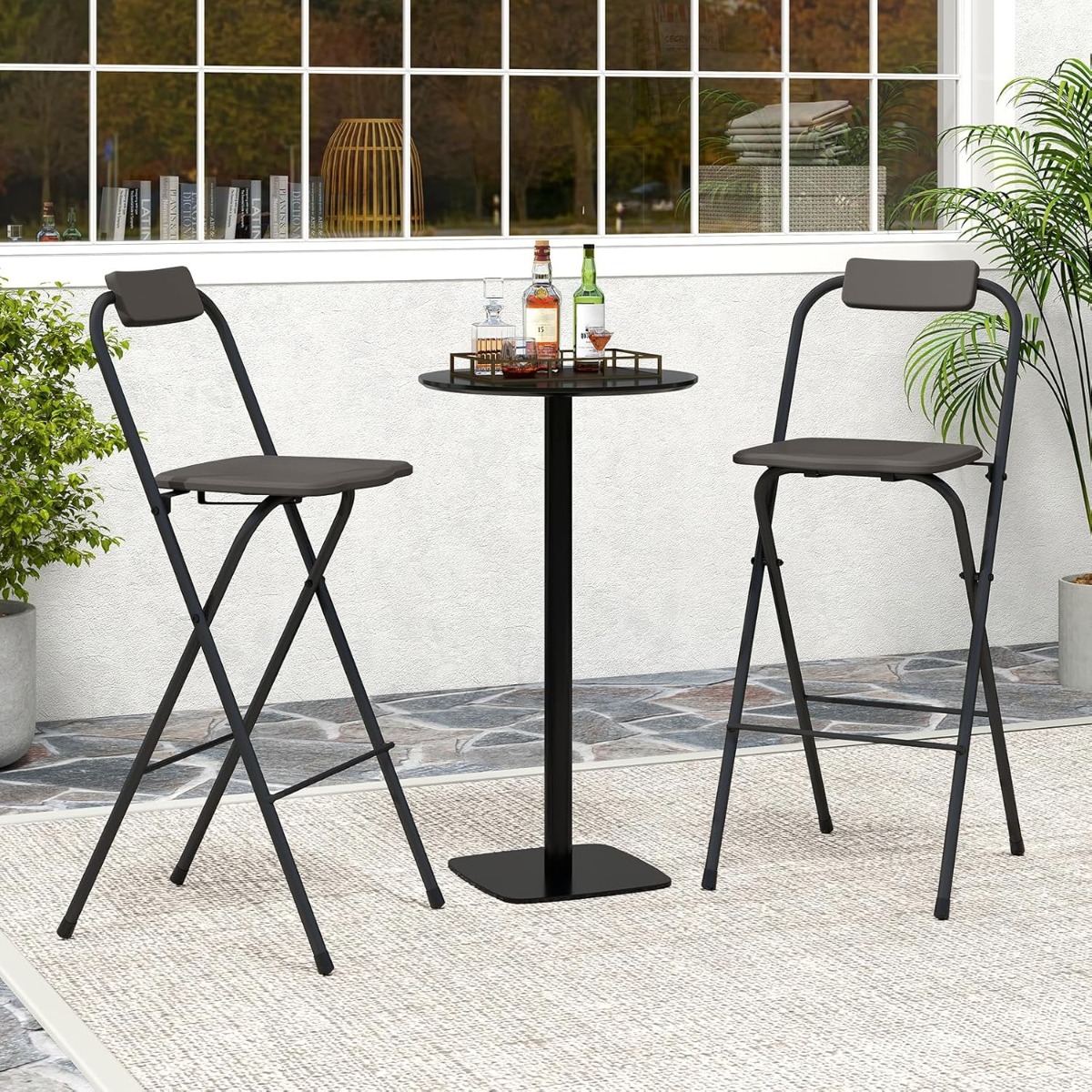 2er Set Barhocker mit Rückenlehne Klappbare Barstühle bis zu 150 kg Belastbar Grau 2er Set Barhocker mit Rückenlehne Klappbare Barstühle bis zu 150 kg Belastbar Grau von Costway