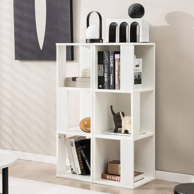 2er Set Bücherregal aus Holz mit Kippsicherung 3 Ebenen Standregal 33 x 33 x 100,5 cm Weiß von Costway