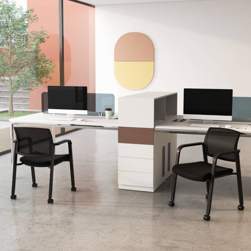 2er Set Bürostühle bis 150kg belastbar mit Rollen & Armlehnen Stapelbare Besucherstühle Konferenzstühle Schwarz von Costway