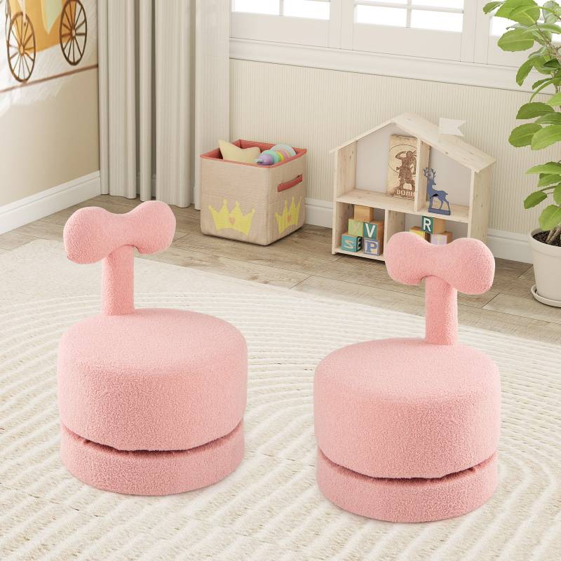 2er-Set Drehstühlen gepolsterte Kinderhocker mit Schleifenlehne Schaumstoffsitz & kratzfeste Fußpolster Kindersessel Rosa 2er-Set Drehstühlen gepolsterte Kinderhocker mit Schleifenlehne Schaumstoffsitz & kratzfeste Fußpolster Kindersessel Rosa von Costway