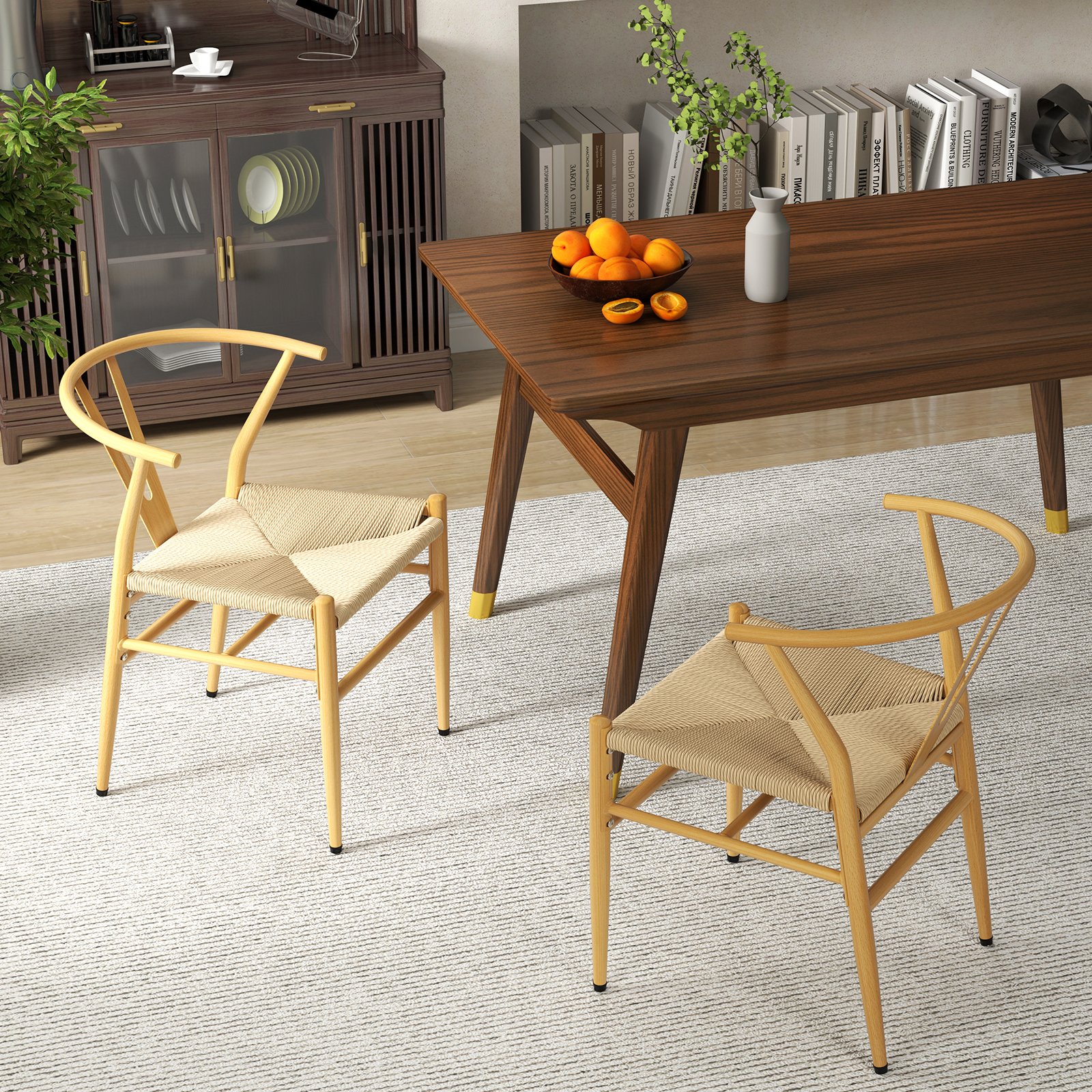 2er Set Esszimmerstühle Küchenstühle mit Y-förmiger Rückenlehne & geflochtenes Rattan-Sitzkissen Akzentstühle stapelbar Natur 2er Set Esszimmerstühle Küchenstühle mit Y-förmiger Rückenlehne & geflochtenes Rattan-Sitzkissen Akzentstühle stapelbar Natur von Costway