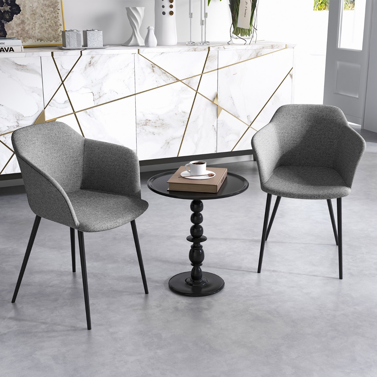 2er Set Esszimmerstühle Polsterstuhl mit ergonomischer Rückenlehne Grau 2er Set Esszimmerstühle Polsterstuhl mit ergonomischer Rückenlehne Grau von Costway