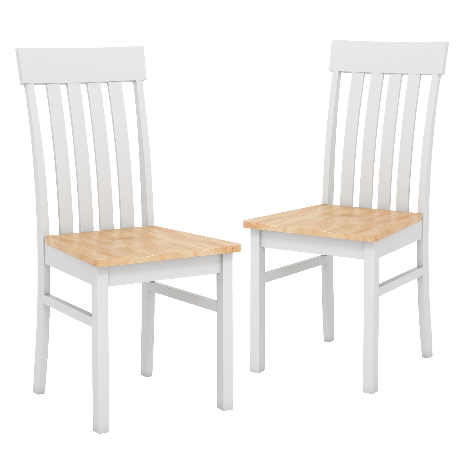 2er-Set Esszimmerstühle armlose Küchenstühle mit ergonomischer Rückenlehnen & vertieftem Sitz Natur von Costway