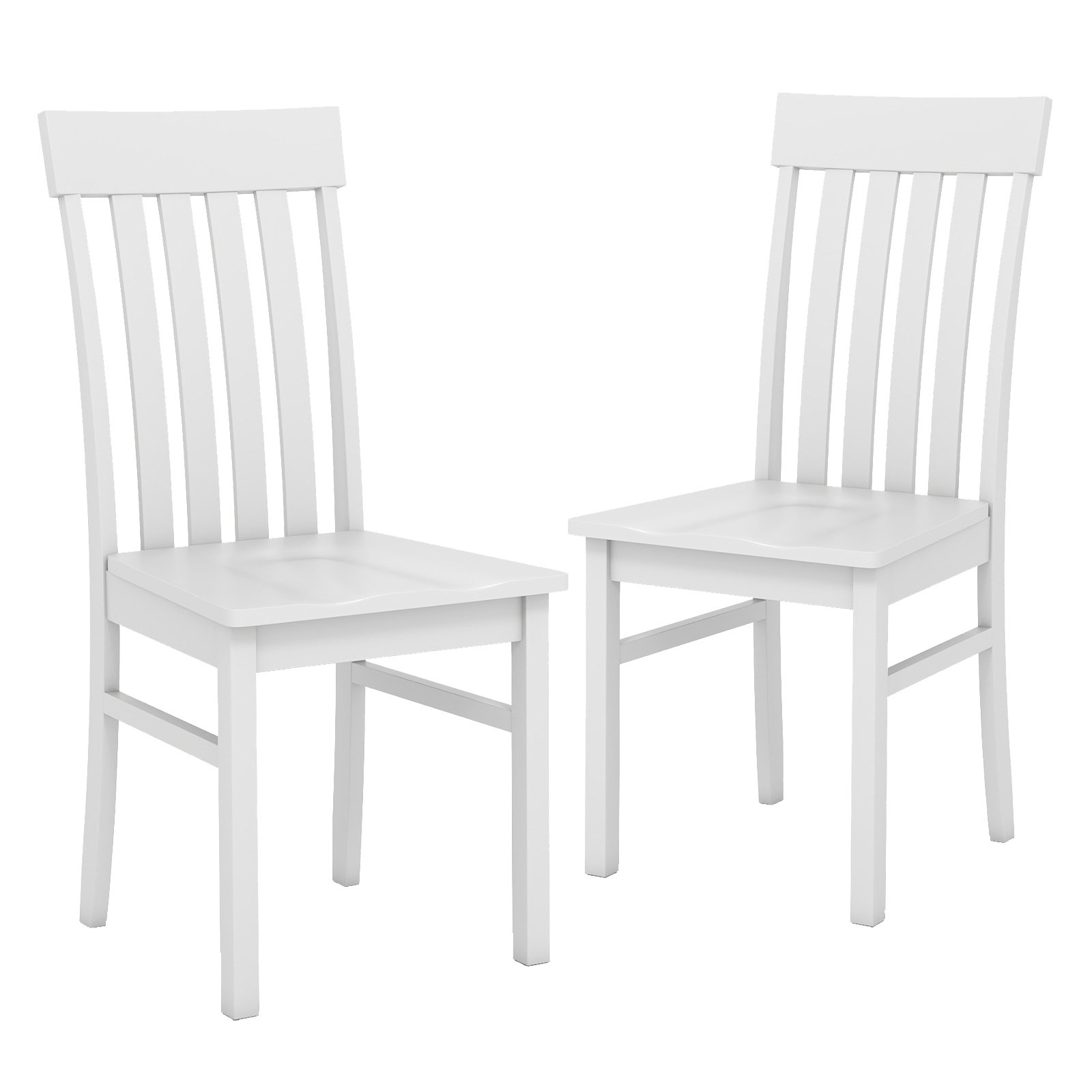 2er-Set Esszimmerstühle armlose Küchenstühle mit ergonomischer Rückenlehnen & vertieftem Sitz Weiß von Costway
