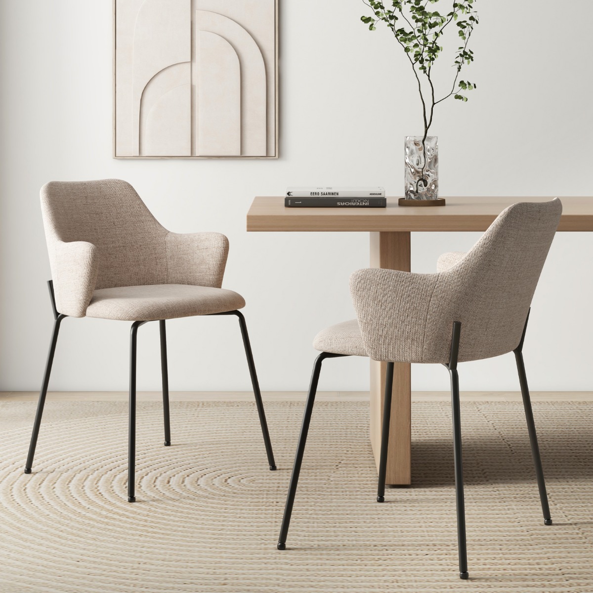 2er Set Esszimmerstühle gepolsterte Akzentstühle mit gebogenem Rückenlehne 60 x 54 x 84 cm Beige 2er Set Esszimmerstühle gepolsterte Akzentstühle mit gebogenem Rückenlehne 60 x 54 x 84 cm Beige von Costway