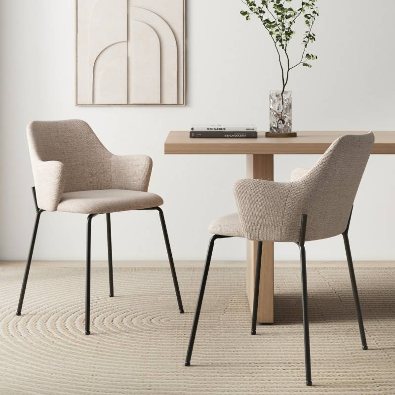 2er Set Esszimmerstühle gepolsterte Akzentstühle mit gebogenem Rückenlehne 60 x 54 x 84 cm Beige von Costway