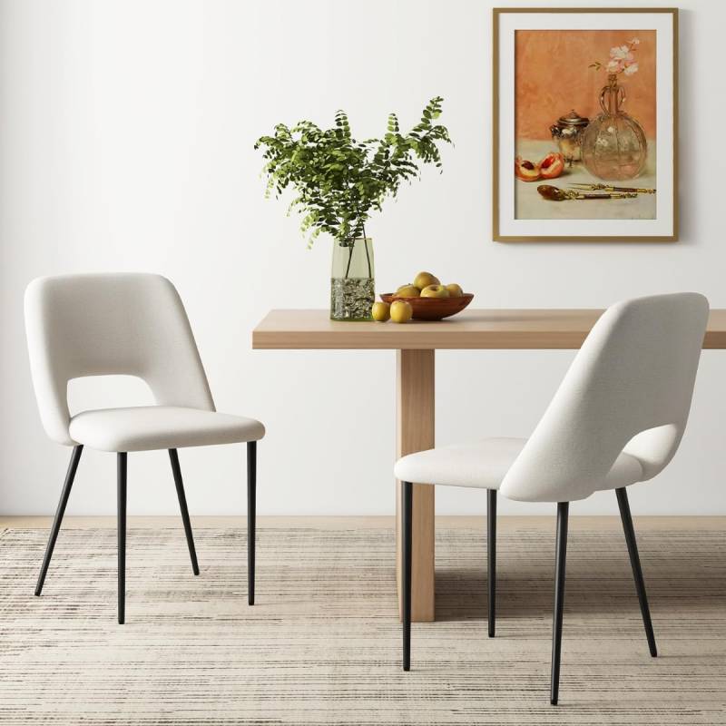 2er Set Esszimmerstühle gepolsterte Küchenstühle mit Rückenlehne 48,5 x 57 x 85 cm Beige von Costway