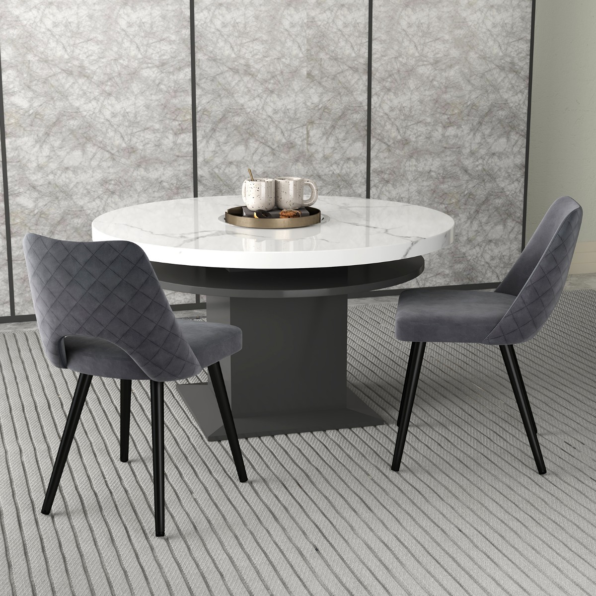2er Set Esszimmerstühle gepolsterter Polsterstühle bis 150 kg Essstühle mit Rückenlehne Grau 2er Set Esszimmerstühle gepolsterter Polsterstühle bis 150 kg Essstühle mit Rückenlehne Grau von Costway