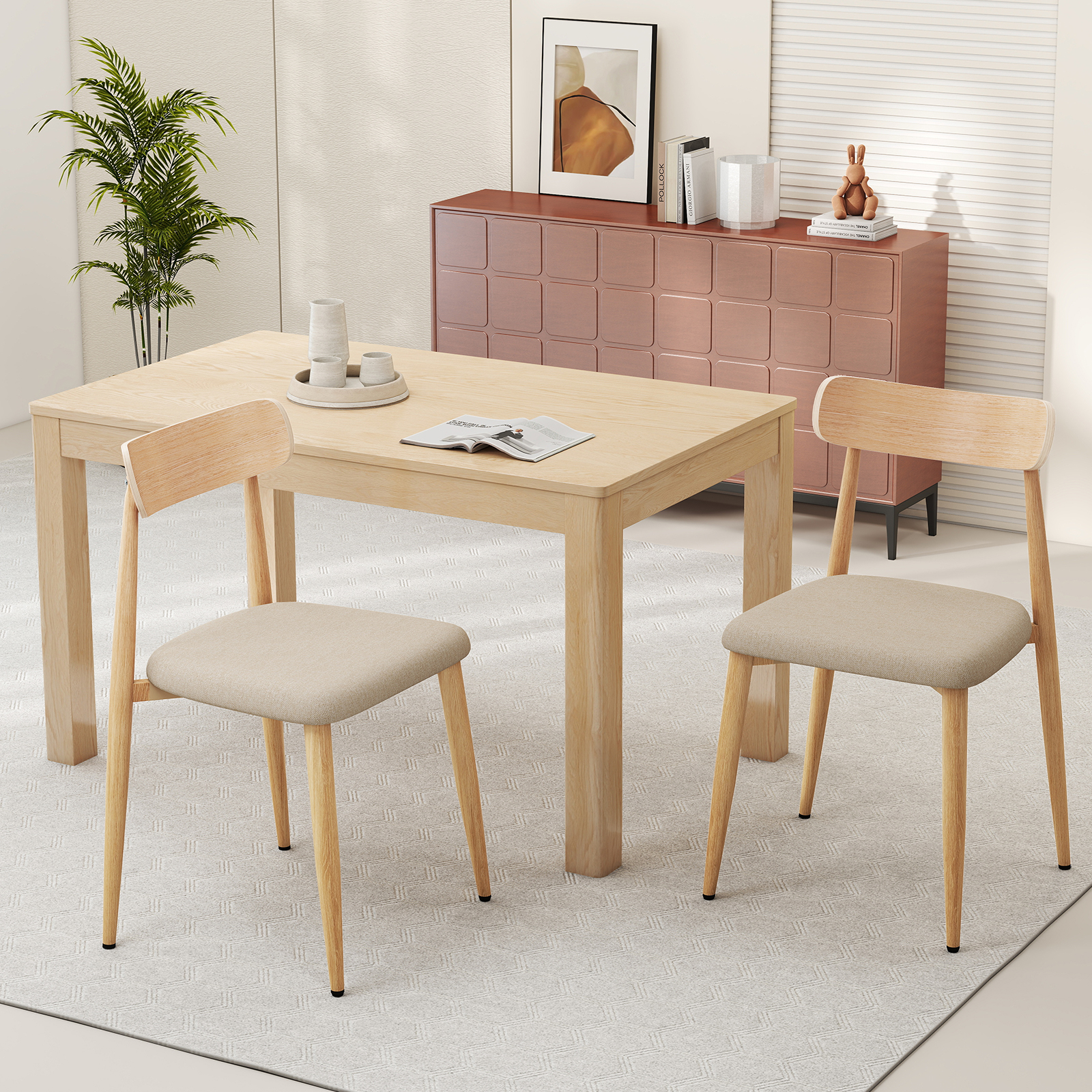 2er Set Esszimmerstühle mit Geschwungener Rückenlehne Gepolsterter Küchenstuhl Essstuhl von Costway