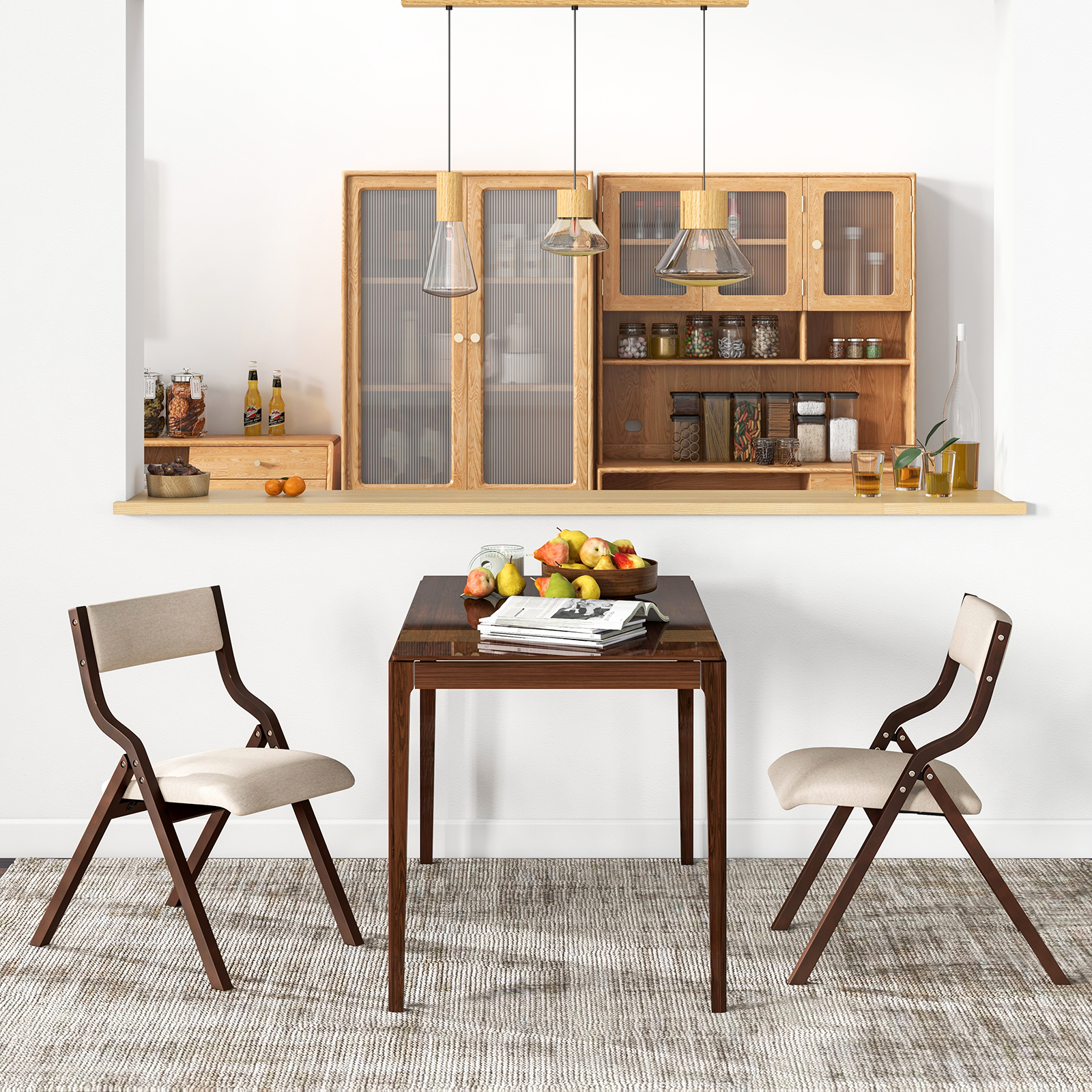 2er Set Esszimmerstuhl mit Gepolsterten Sitzen & Massivholzrahmen Klappstühle Braun von Costway
