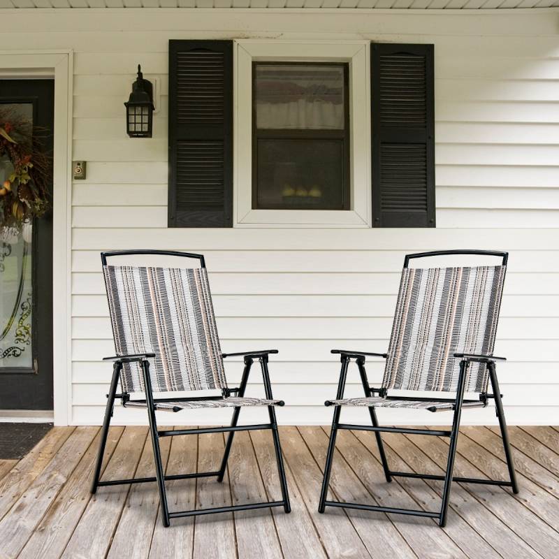 2er Set Gartenstühle Klappstühle mit Armlehnen 51 x 61,5 x 92 cm Grau von Costway