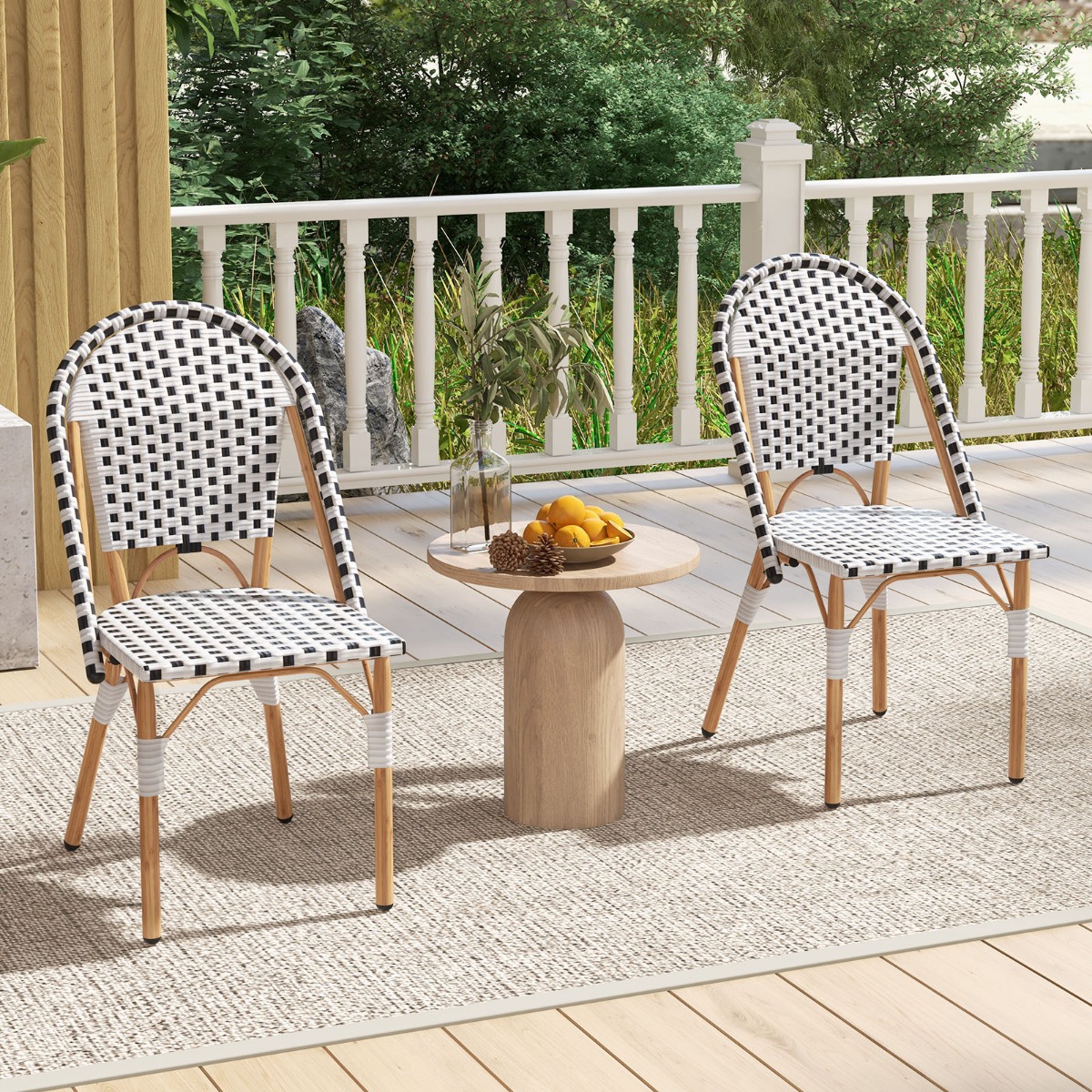 2er Set Gartenstühle Rattan Terrassenstühle ohne Armlehnen Balkonstühle 56,5 x 41 x 88,5 cm 2er Set Gartenstühle Rattan Terrassenstühle ohne Armlehnen Balkonstühle 56,5 x 41 x 88,5 cm von Costway