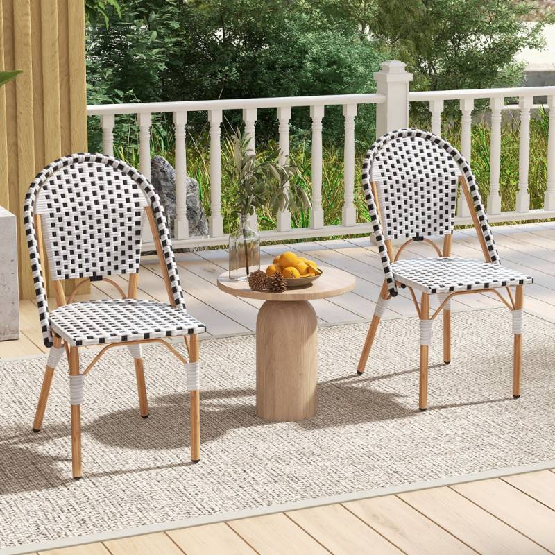 2er Set Gartenstühle Rattan Terrassenstühle ohne Armlehnen Balkonstühle 56,5 x 41 x 88,5 cm von Costway