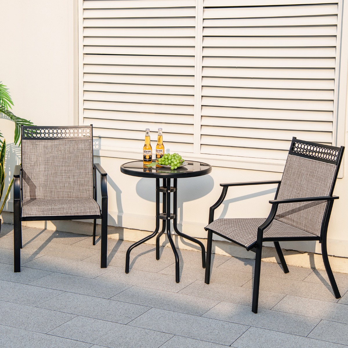 2er Set Gartenstühle Terrassenstühle Balkonstühle mit schnell trocknendem Stoff und Metallrahmen Kaffee 2er Set Gartenstühle Terrassenstühle Balkonstühle mit schnell trocknendem Stoff und Metallrahmen Kaffee von Costway