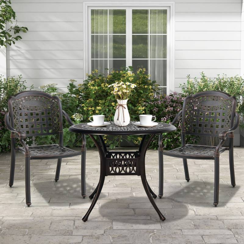 2er Set Gartenstühle aus Alu mit Armlehnen Stapelstühle Gartensessel für Balkon von Costway